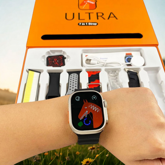 Ultra 7-in-1 Smart Watch – Includes 7 Stylish Straps | Fitness & Health Tracker