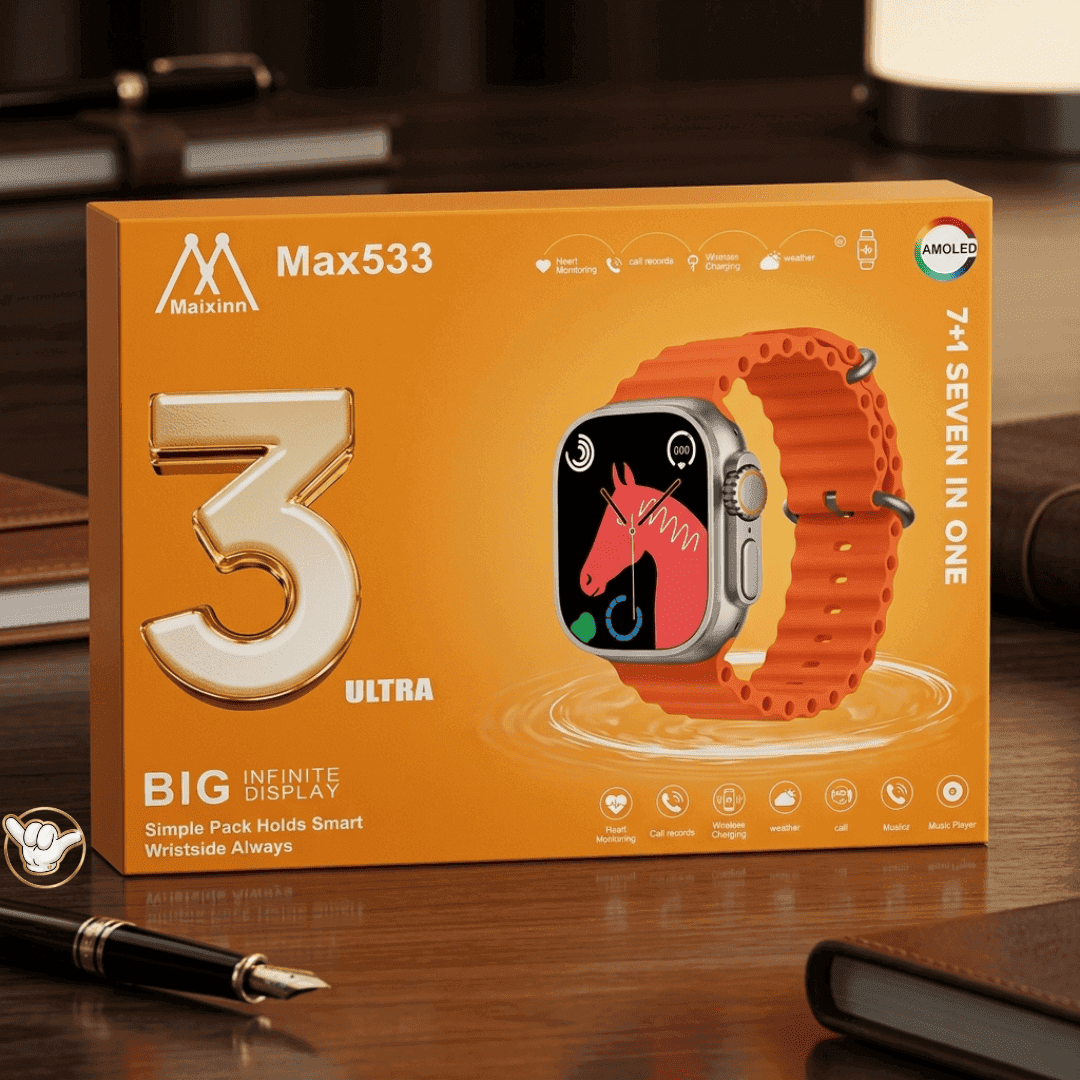 Maixinn Max533 Smart Watch | AMOLED + 7 Straps + Calling | MoodOn.pk