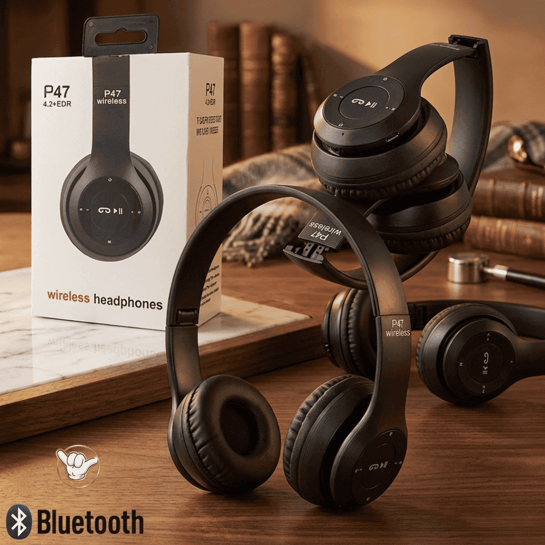 P47 Wireless Headphones | Deep Bass + FM Radio + 6 Colors | MoodOn.pk