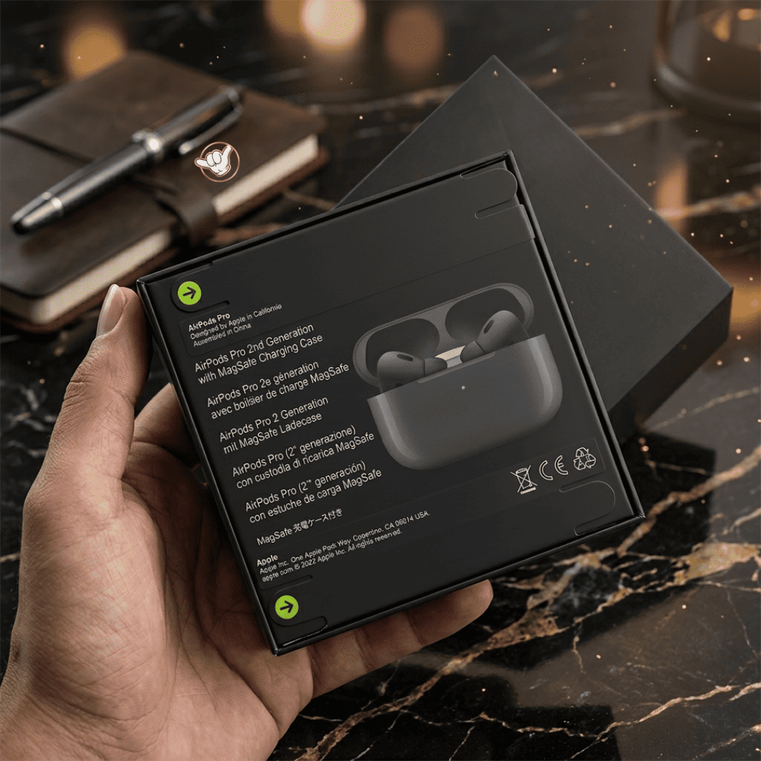 AirPods Pro 2nd Gen Black | ANC + USB-C + Free Case | MoodOn.pk