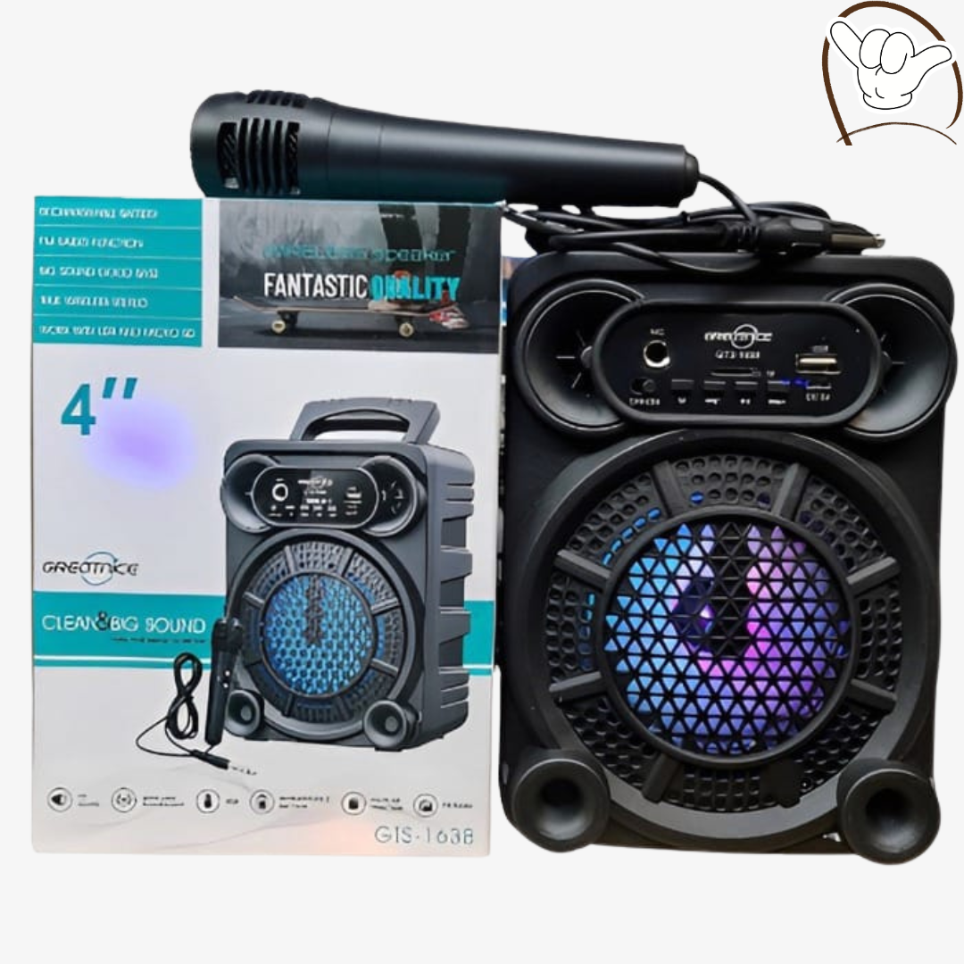 Wireless Bluetooth Speaker GTS-1638 | 4 Inch Portable Sound System with Extra Bass & Free Mic