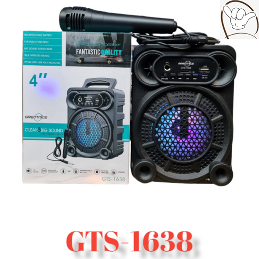 Wireless Bluetooth Speaker GTS-1638 | 4 Inch Portable Sound System with Extra Bass & Free Mic