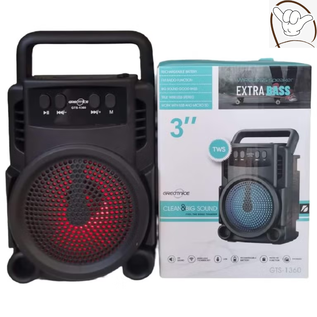 Greatnice Wireless Bluetooth Speaker 3 Inch GTS-1372 | Portable Bose-Style Sound System with Extra Bass