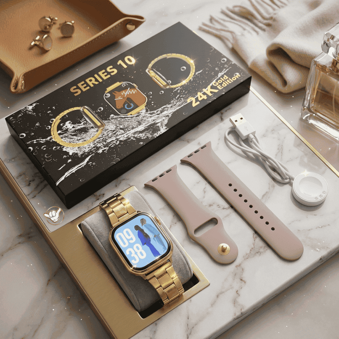 Series 10 24K Gold Smartwatch | Premium Gold + Health Tracker | MoodOn.pk