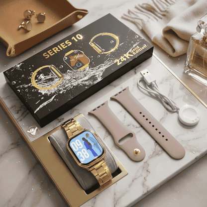 Series 10 24K Gold Smartwatch | Premium Gold + Health Tracker | MoodOn.pk