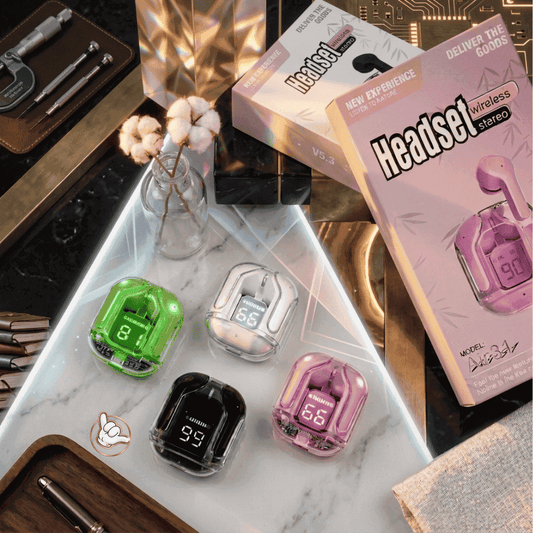 Air31 Crystal Earbuds | LED Display + 5 Colors | MoodOn.pk