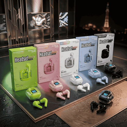 Air31 Crystal Earbuds | LED Display + 5 Colors | MoodOn.pk