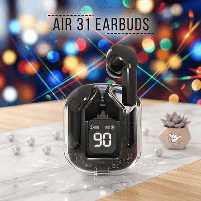 Air31 Crystal Earbuds | LED Display + 5 Colors | MoodOn.pk