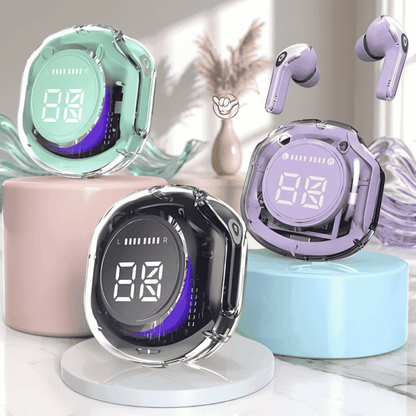 Air39 Transparent Earbuds | LED Display + 6 Colors | MoodOn.pk