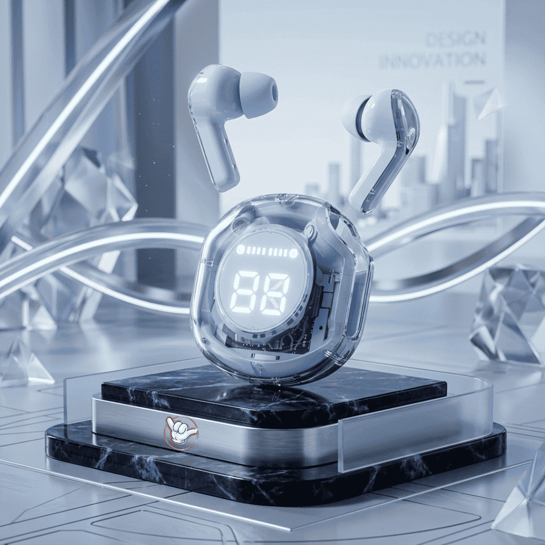 Air39 Transparent Earbuds | LED Display + 6 Colors | MoodOn.pk