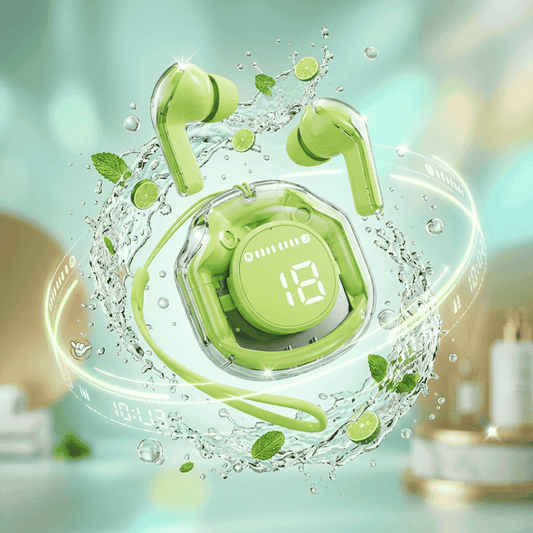 Air39 Transparent Earbuds | LED Display + 6 Colors | MoodOn.pk