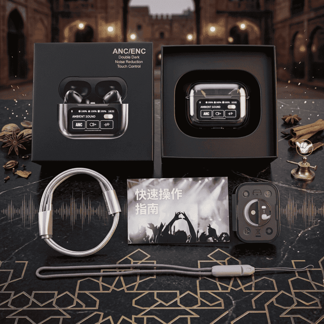 A9 Pro Earbuds | ANC + ENC + LCD Display | MoodOn.pk