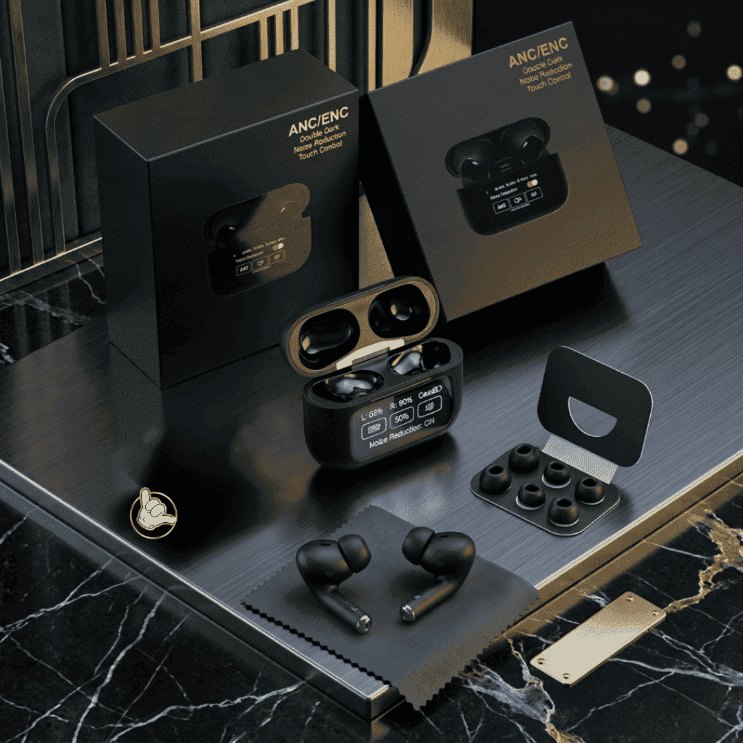 A9 Pro Earbuds | ANC + ENC + LCD Display | MoodOn.pk