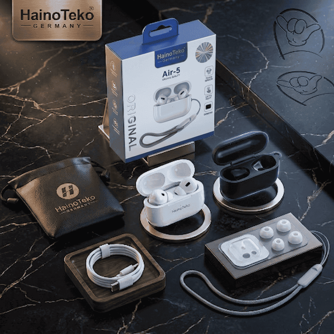 HainoTeko Air-5 Earbuds | Touch Sensor + Free Pouch | MoodOn.pk
