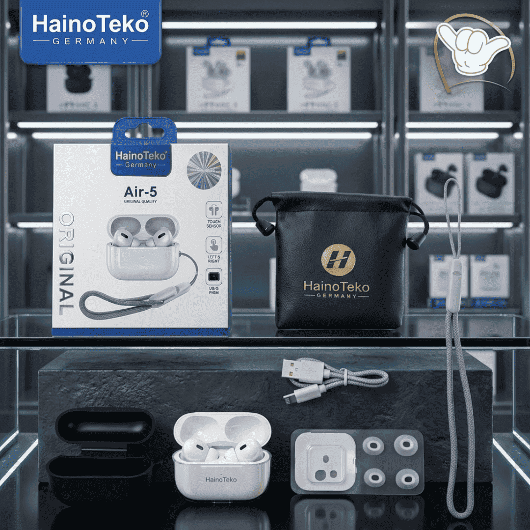 HainoTeko Air-5 Earbuds | Touch Sensor + Free Pouch | MoodOn.pk