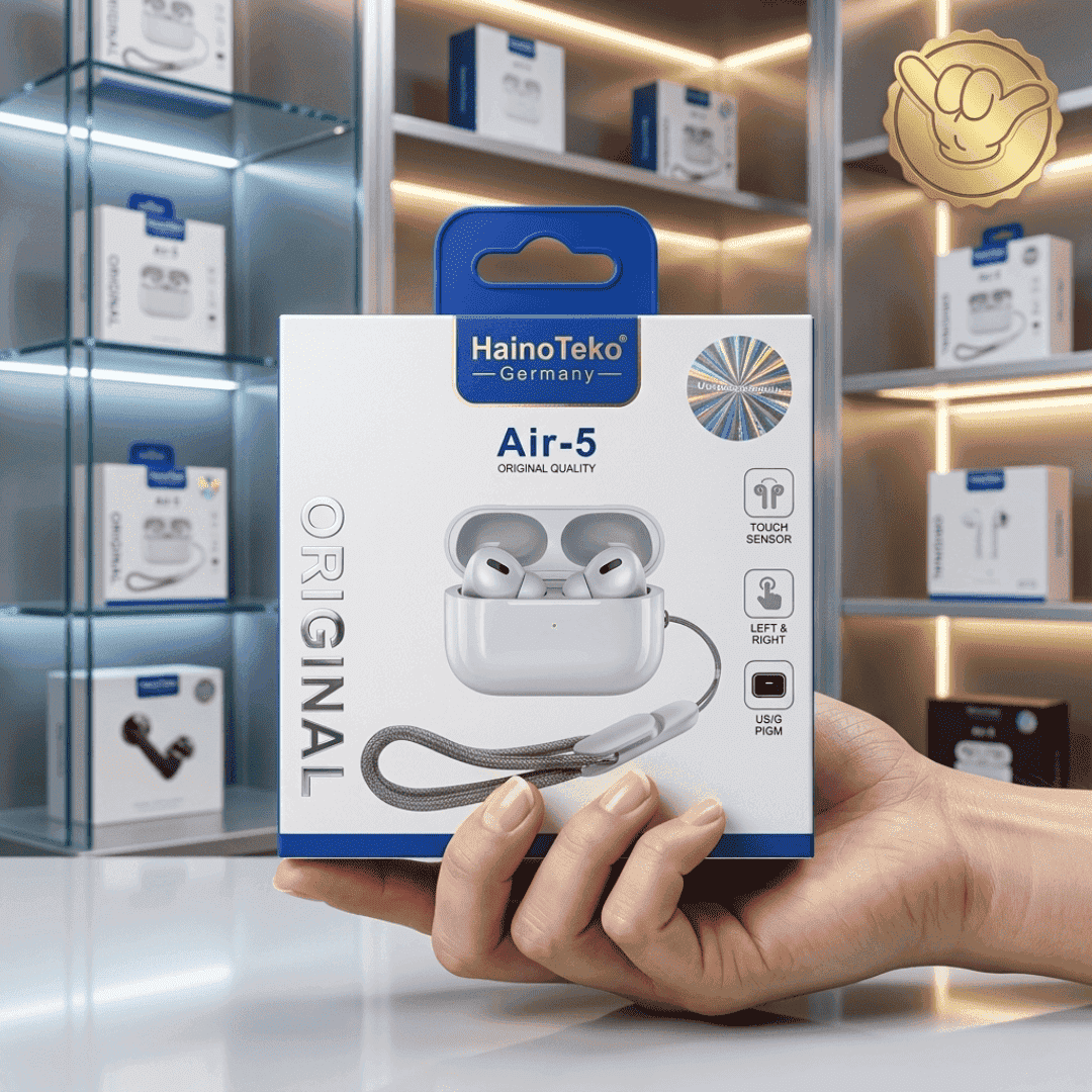 HainoTeko Air-5 Earbuds | Touch Sensor + Free Pouch | MoodOn.pk