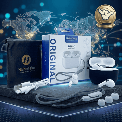 HainoTeko Air-5 Earbuds | Touch Sensor + Free Pouch | MoodOn.pk