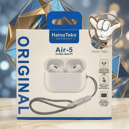 HainoTeko Air-5 Earbuds | Touch Sensor + Free Pouch | MoodOn.pk