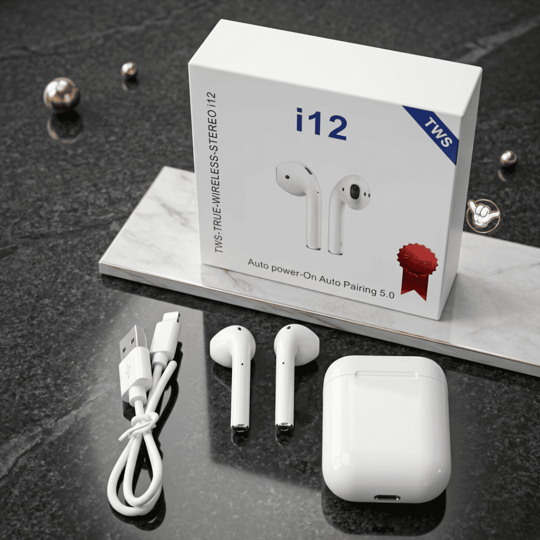 i12 TWS Earbuds | Auto Pairing + Super Bass | MoodOn.pk