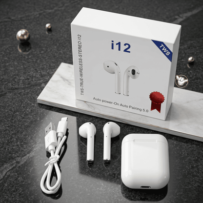 i12 TWS Earbuds | Auto Pairing + Super Bass | MoodOn.pk