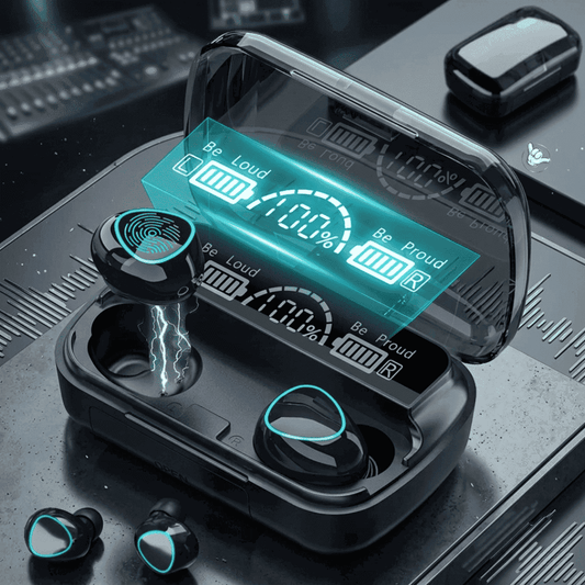 M10 TWS Earbuds | LED Display + Extra Earbuds | MoodOn.pk