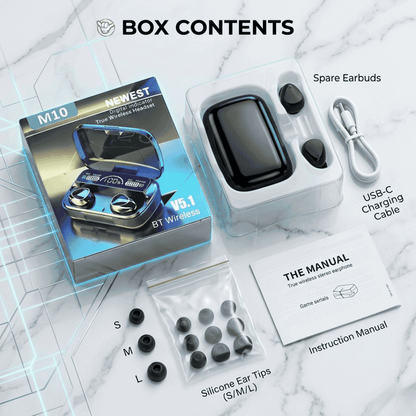 M10 TWS Earbuds | LED Display + Extra Earbuds | MoodOn.pk