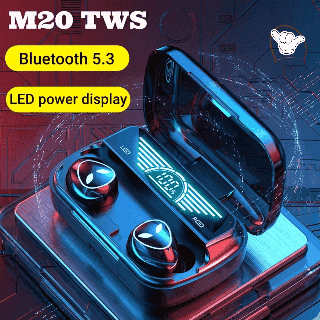 M20 Gaming Earbuds | 8mm Driver + LED Display | MoodOn.pk
