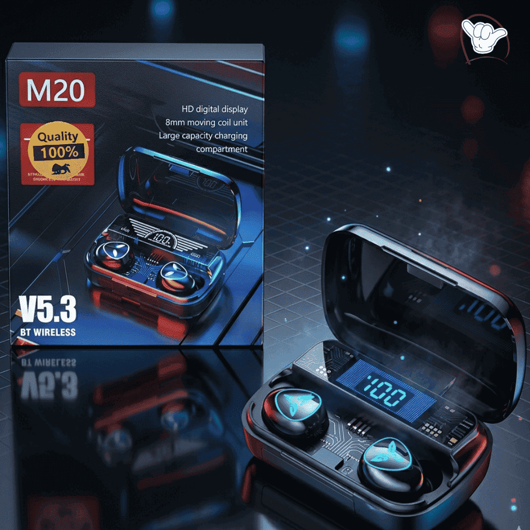 M20 Gaming Earbuds | 8mm Driver + LED Display | MoodOn.pk