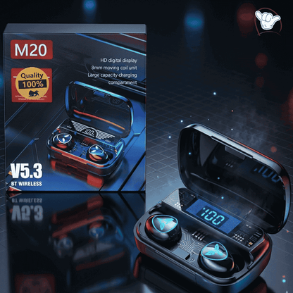 M20 Gaming Earbuds | 8mm Driver + LED Display | MoodOn.pk