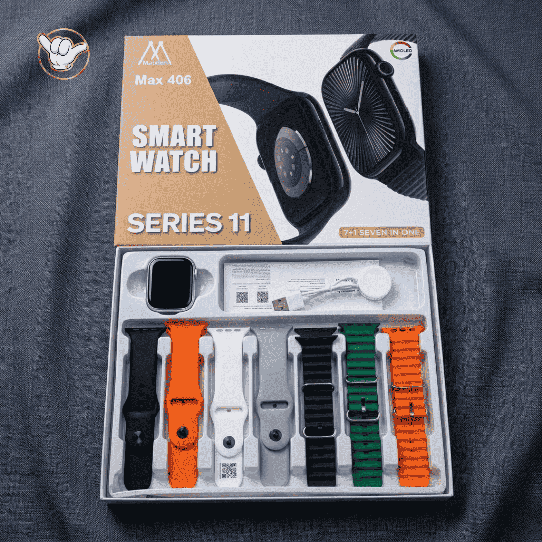 Maixinn Max 406 Series 11 Smart Watch | AMOLED + 7 Straps + Calling | MoodOn.pk
