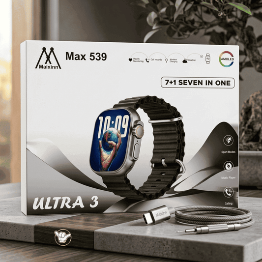 Maixinn Max 539 Smart Watch | AMOLED + 7 Straps + Music | MoodOn.pk