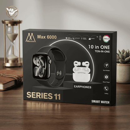 Maixinn Max 6000 Series 11 | AMOLED + Free Earphones + 7 Straps | MoodOn.pk