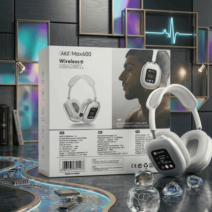 AKZ Max600 Headphones | LED Display + Deep Bass + 3 Colors | MoodOn.pk