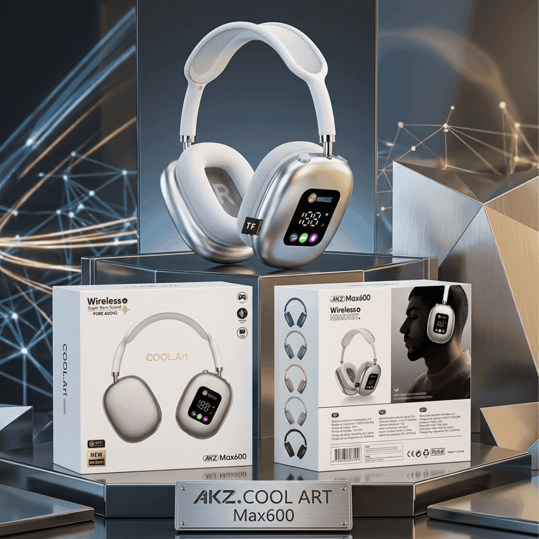 AKZ Max600 Headphones | LED Display + Deep Bass + 3 Colors | MoodOn.pk