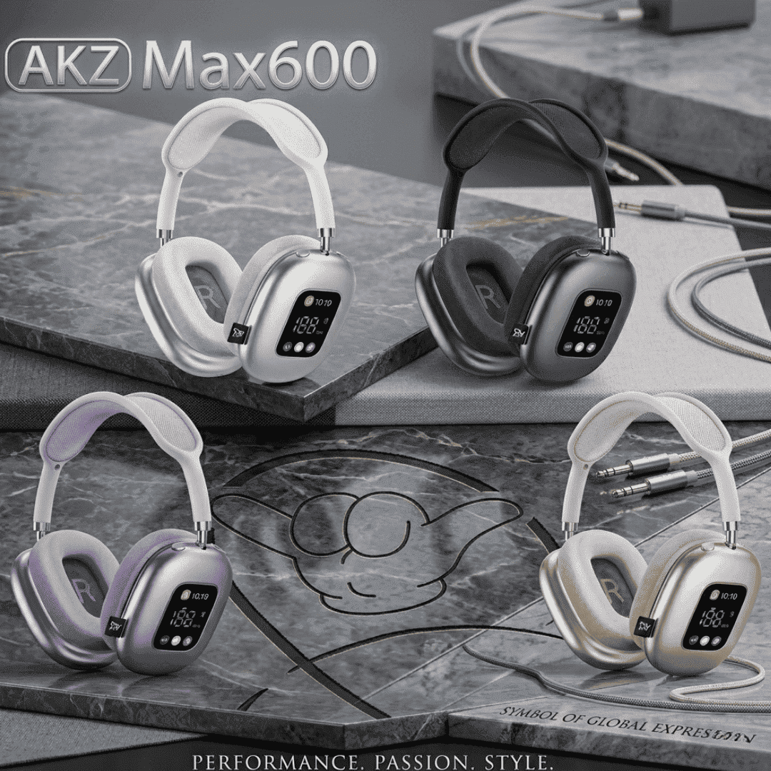 AKZ Max600 Headphones | LED Display + Deep Bass + 3 Colors | MoodOn.pk