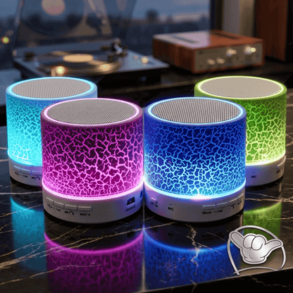 LED Crackle Mini Speaker | FM Radio + SD Card Slot + LED Light | MoodOn.pk