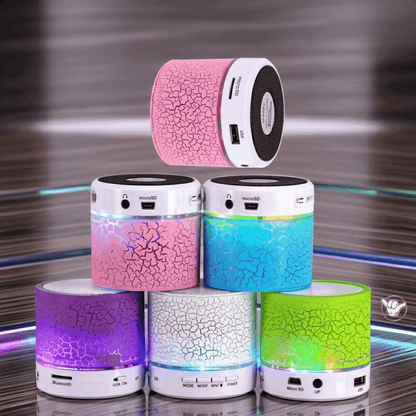 LED Crackle Mini Speaker | FM Radio + SD Card Slot + LED Light | MoodOn.pk