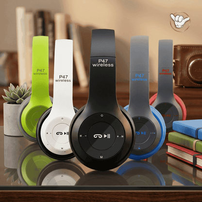 P47 Wireless Headphones | Deep Bass + FM Radio + 6 Colors | MoodOn.pk