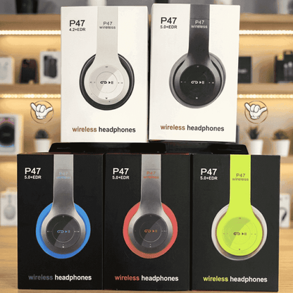 P47 Wireless Headphones | Deep Bass + FM Radio + 6 Colors | MoodOn.pk