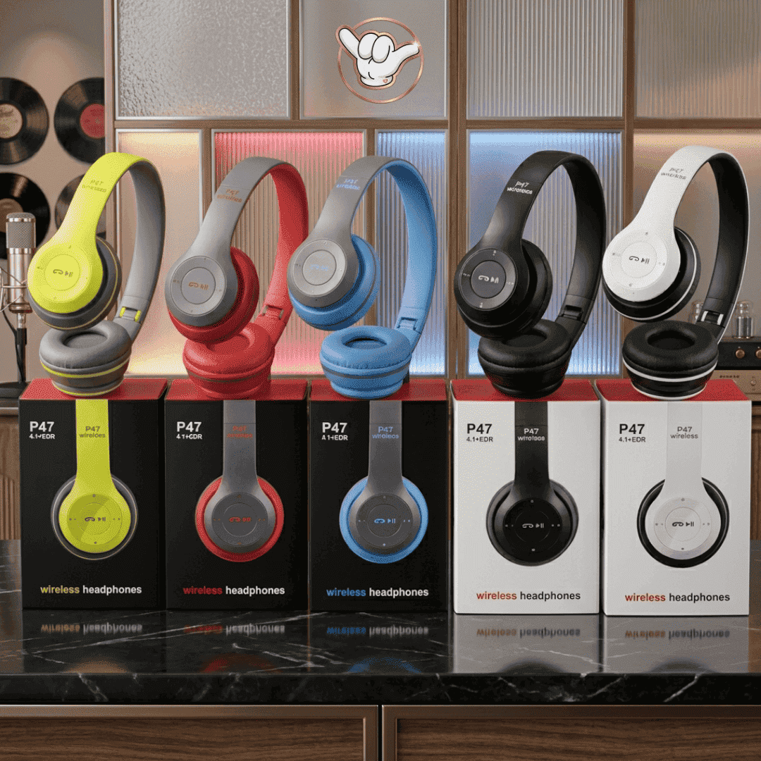 P47 Wireless Headphones | Deep Bass + FM Radio + 6 Colors | MoodOn.pk