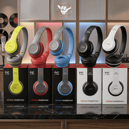 P47 Wireless Headphones | Deep Bass + FM Radio + 6 Colors | MoodOn.pk