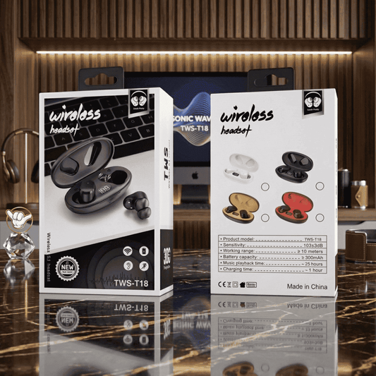 T18 TWS Earbuds | 25H Battery + LED Display | MoodOn.pk
