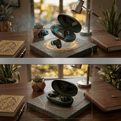 T18 TWS Earbuds | 25H Battery + LED Display | MoodOn.pk
