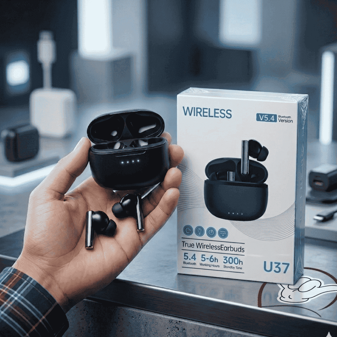 U37 True Wireless Earbuds | 300H Standby + Built-in Mic | MoodOn.pk