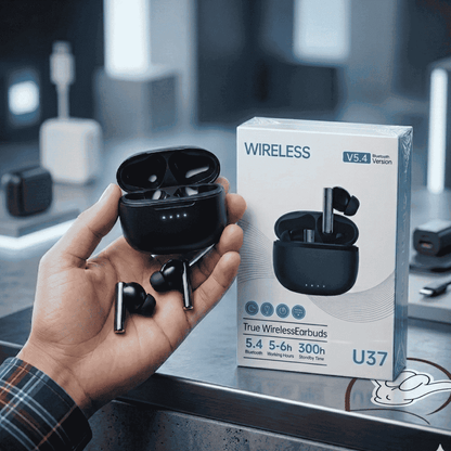 U37 True Wireless Earbuds | 300H Standby + Built-in Mic | MoodOn.pk