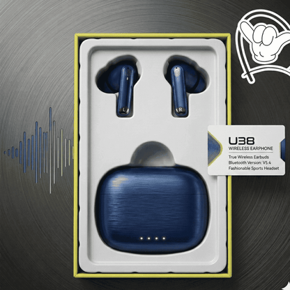 U38 Sports Earbuds | Neon Case + LED + Bluetooth 5.4 | MoodOn.pk
