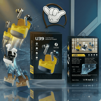 U39 Chrome Earbuds | Premium Finish + Magnetic Case | MoodOn.pk