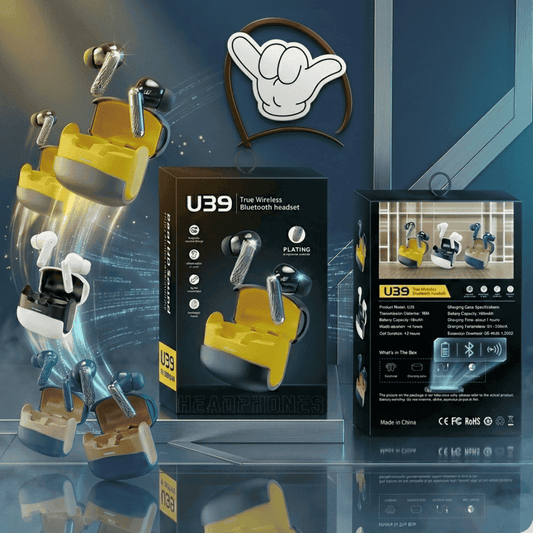 U39 Chrome Earbuds | Premium Finish + Magnetic Case | MoodOn.pk