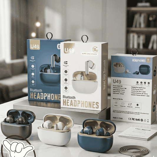 U49 Wireless Earbuds | Magnetic + HD Sound + 10H | MoodOn.pk