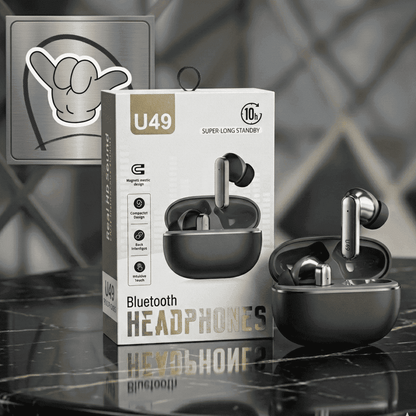 U49 Wireless Earbuds | Magnetic + HD Sound + 10H | MoodOn.pk